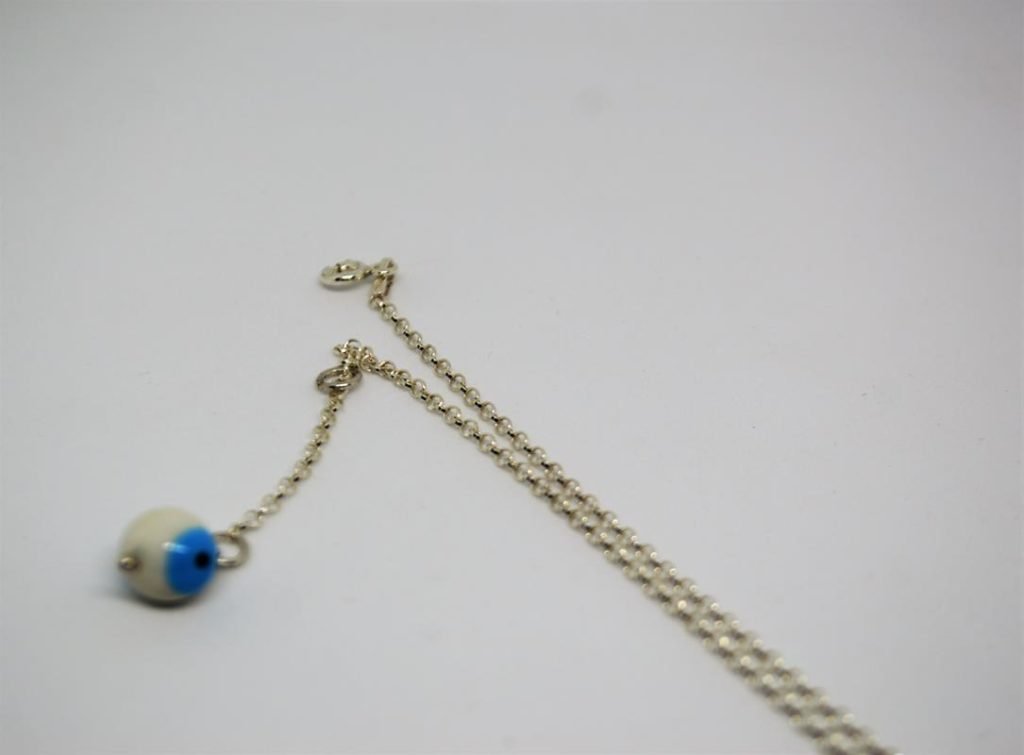 Tornozeleira Olho Grego em prata de Lei