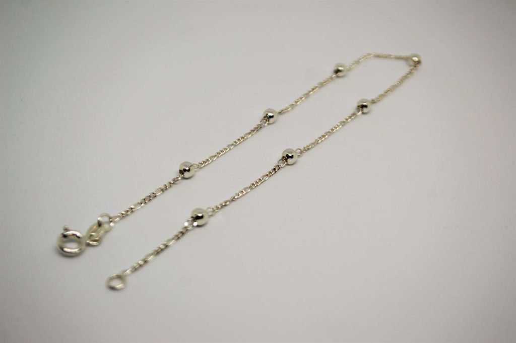 Tornozeleira Bolinhas em Prata de Lei