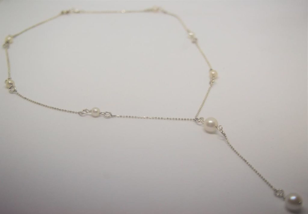 Cordão Pérolas - Tipo Terço - em Prata de Lei