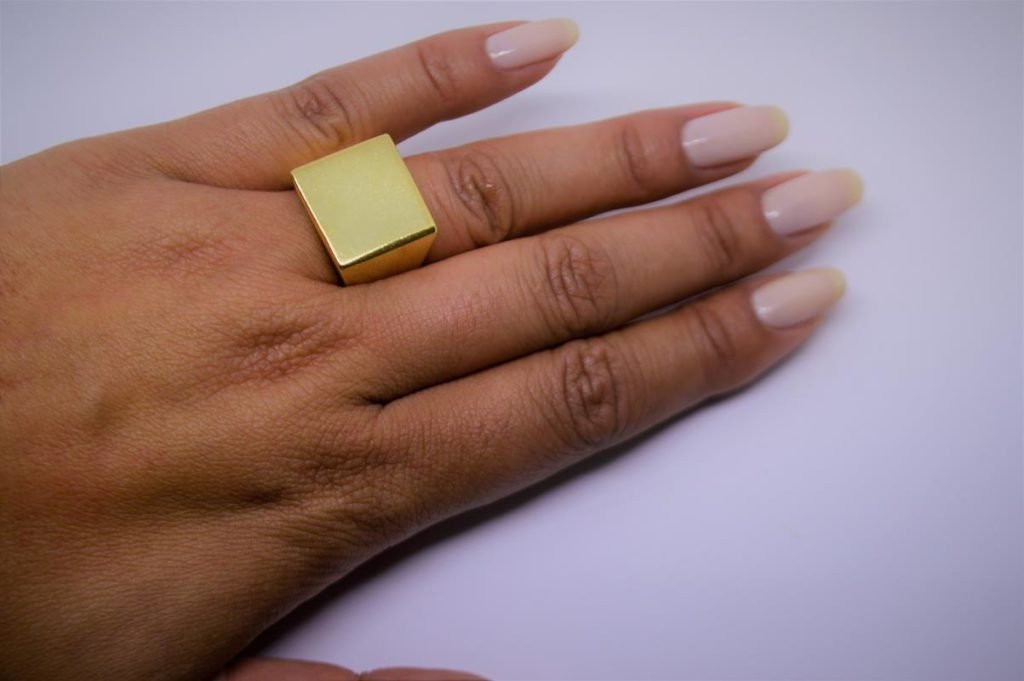 Anel Caixa em Ouro 18 K