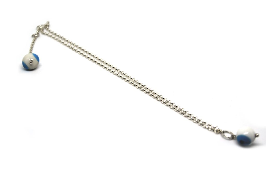 Tornozeleira Olho Grego em Prata de Lei