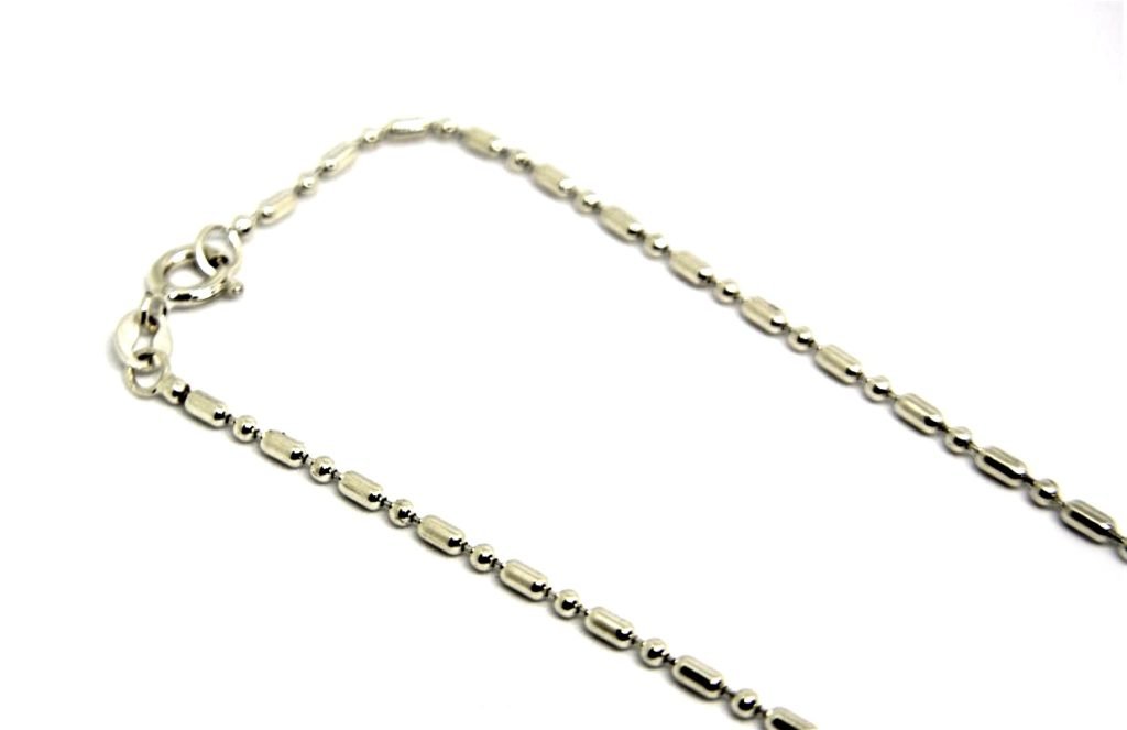 Cordão Bolinha-Cilindro Estilo Militar em Prata de Lei